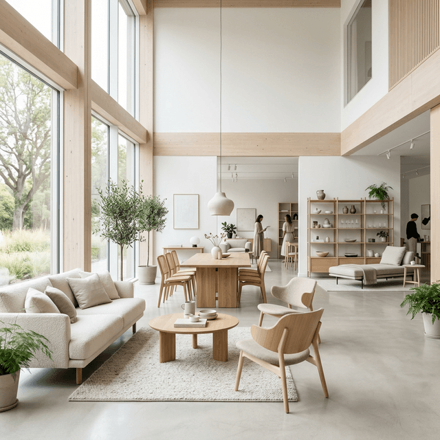 Showroom de Costamueble con estética Nórdica y orgánica