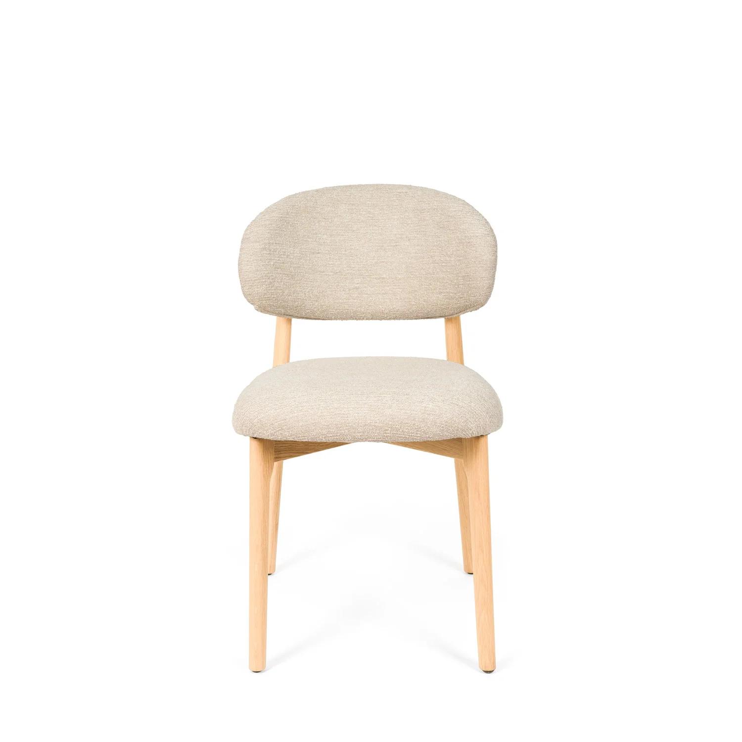 Silla de comedor Wanda en madera de haya y tejido beige