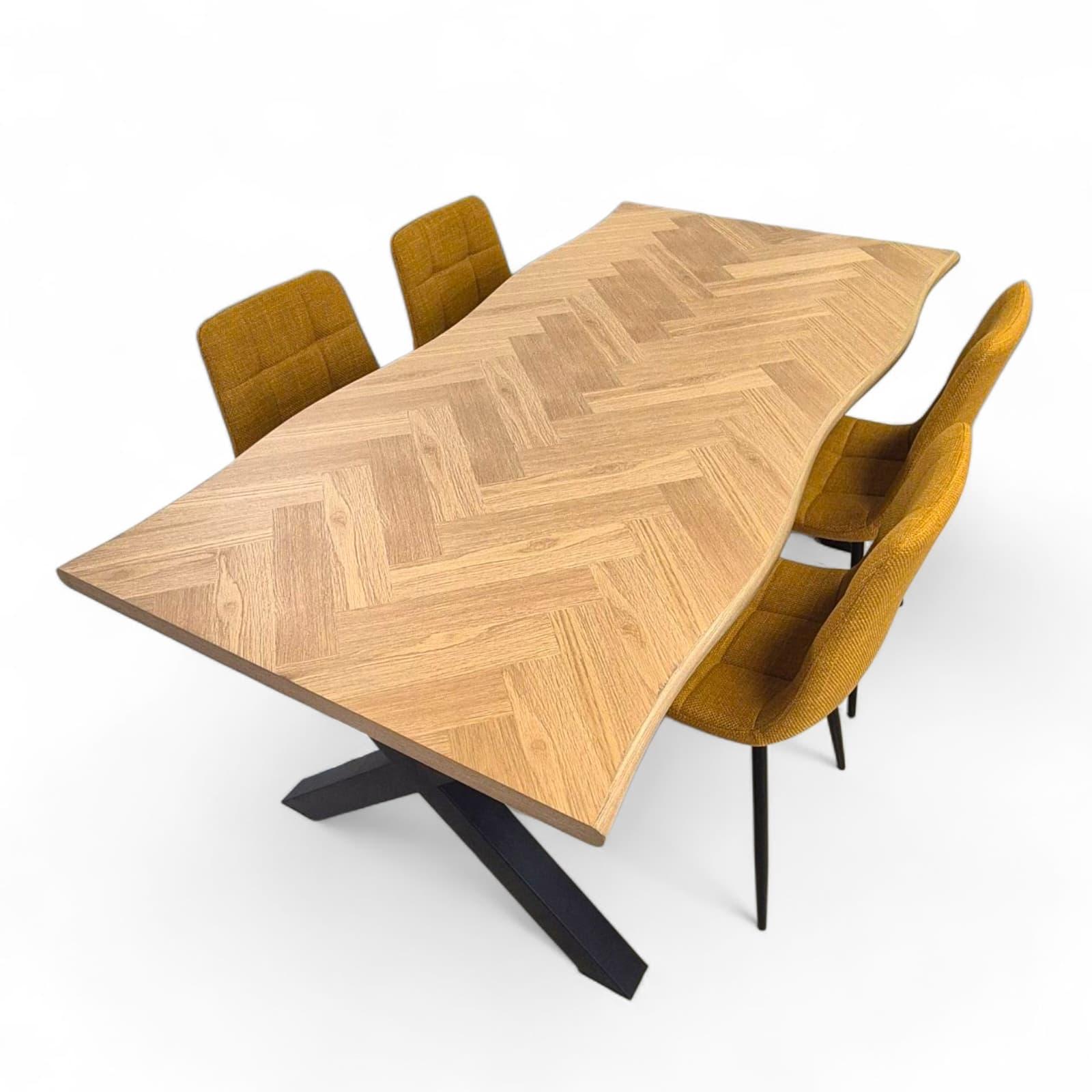 Mesa de Comedor "Espiga" - Color Roble Natural y Forja